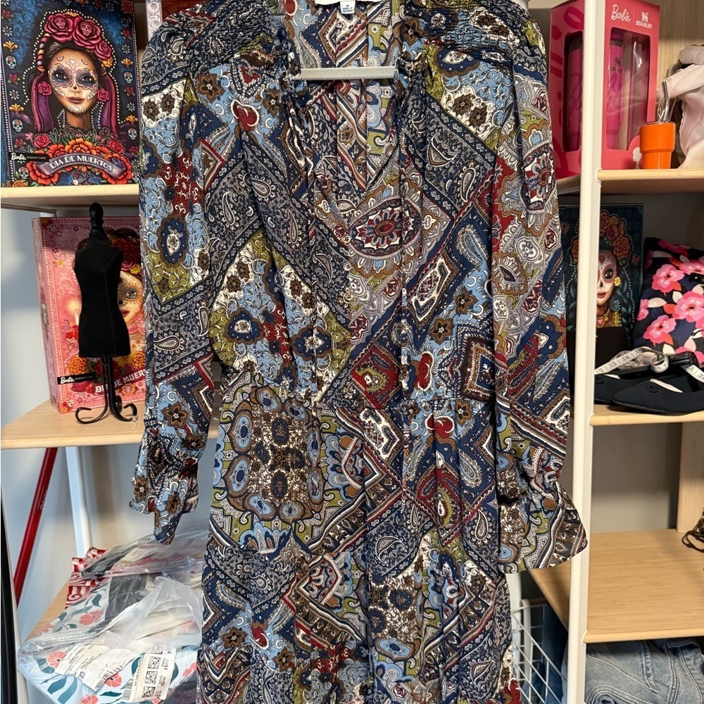 Emma & Michelle Paisley Print Mini Dress – Size Medium - Picture 3 of 7